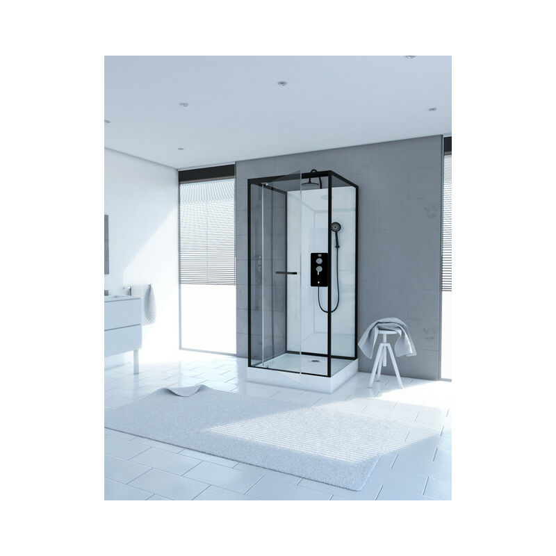 Marwell Duschkabine City 90 x 90 x 230 - schwarz - Eckdusche - Komplettdusche - Dusche - Duschabtrennung - Duschwand - schwarze Dusche - weiße Dusche