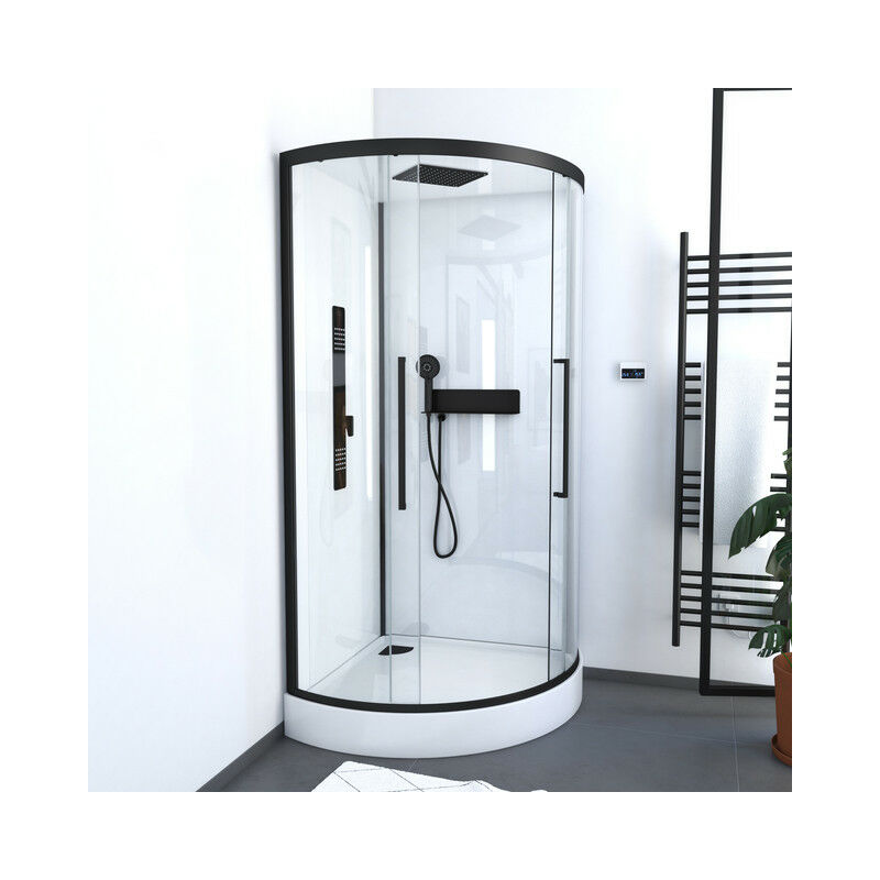 Duschkabine White Round 90 x 90 x 215 cm - weiß - Runddusche - Komplettdusche - Dusche - Duschabtrennung - Duschwand - Dusche Komplett-SET- weiße