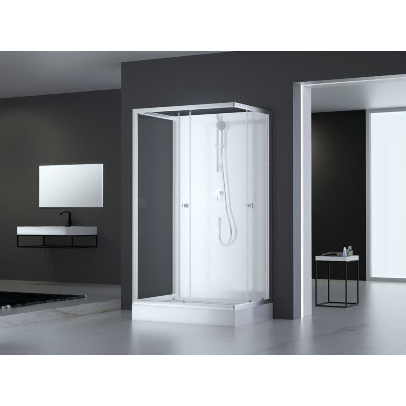 Dusche Komplett Marwell Komplettdusche Fertigdusche White Dream 80 x 110 x 200 cm - Komplett Set inkl. Duschwanne und Armatur - reversibel aufbaubar