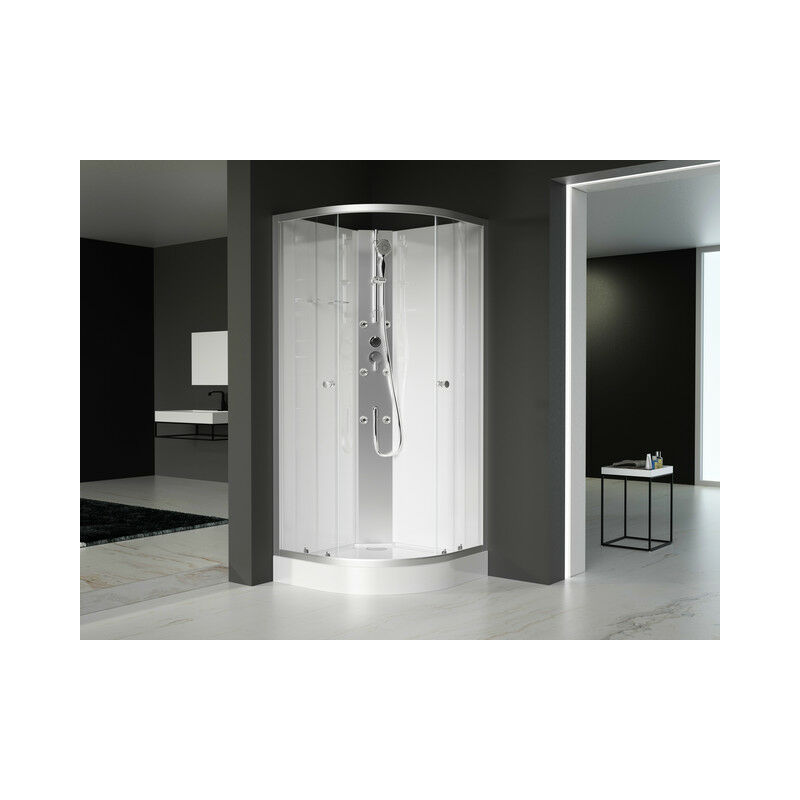 MARWELL Duschkabine White Oasis 90 x 90 x 210 cm - weiß - Eckdusche - Komplettdusche - Dusche - Duschabtrennung - Duschwand - Dusche Komplett-SET