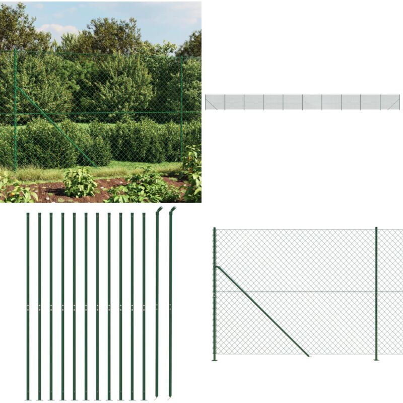 Maschendrahtzaun mit Bodenflansch Grün 1,8x25 m - Maschendrahtzaun - Gartenzaun - Zaun Grün - Zaun Aus Stahl - Verzinkt - Home & Living