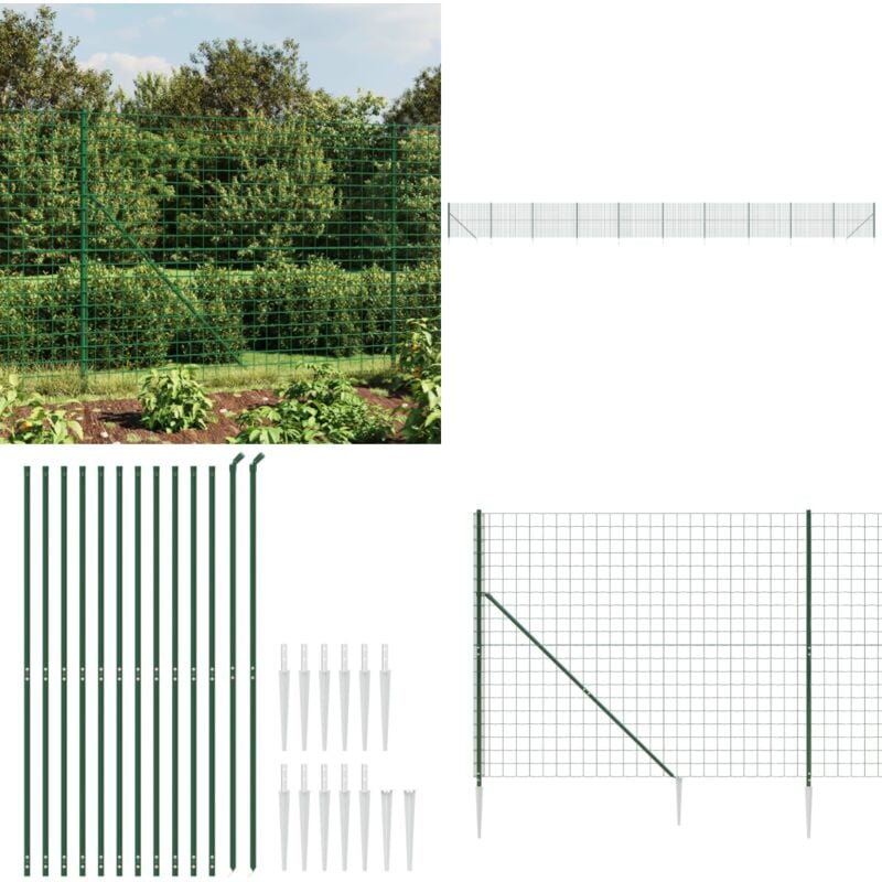 Vidaxl - Maschendrahtzaun mit Bodenhülsen Grün 1,8x25 m - Maschendrahtzaun - Gartenzaun - Sicherheitszaun - Hundezaun - Viehzäune - Home & Living