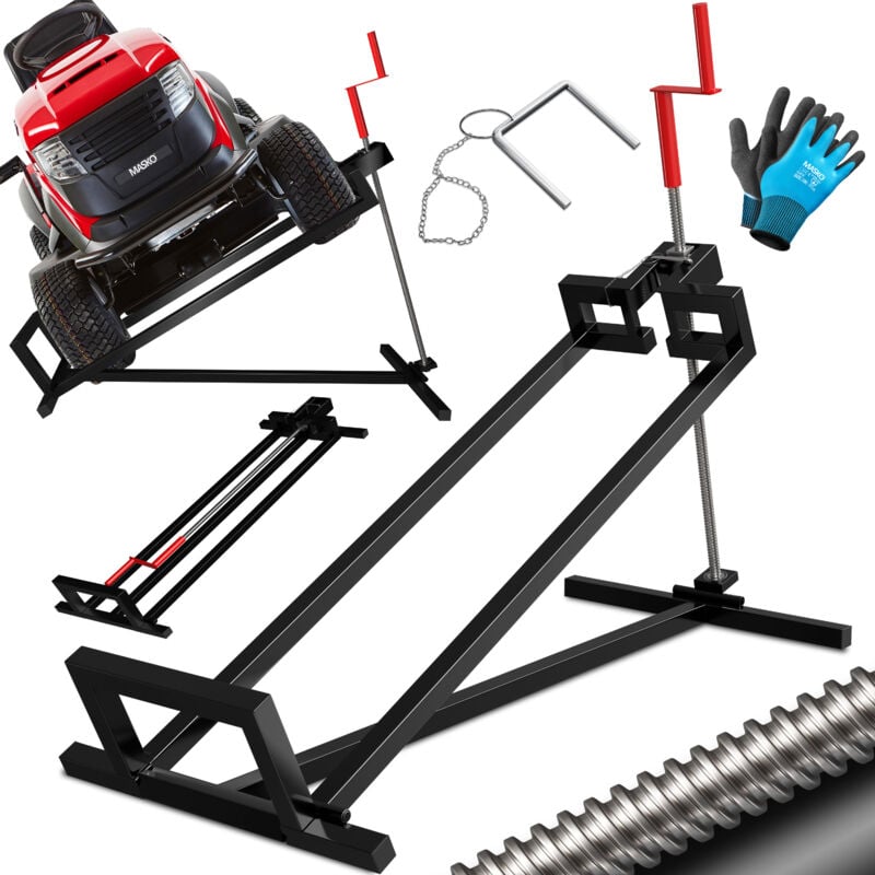 Masko - Rasentraktor Heber 400kg Aufsitzmäher Hebevorrichtung Rasentraktorheber Reinig.Hilfe Hebebühne inkl. Arbeitshandschuhe Schwarz