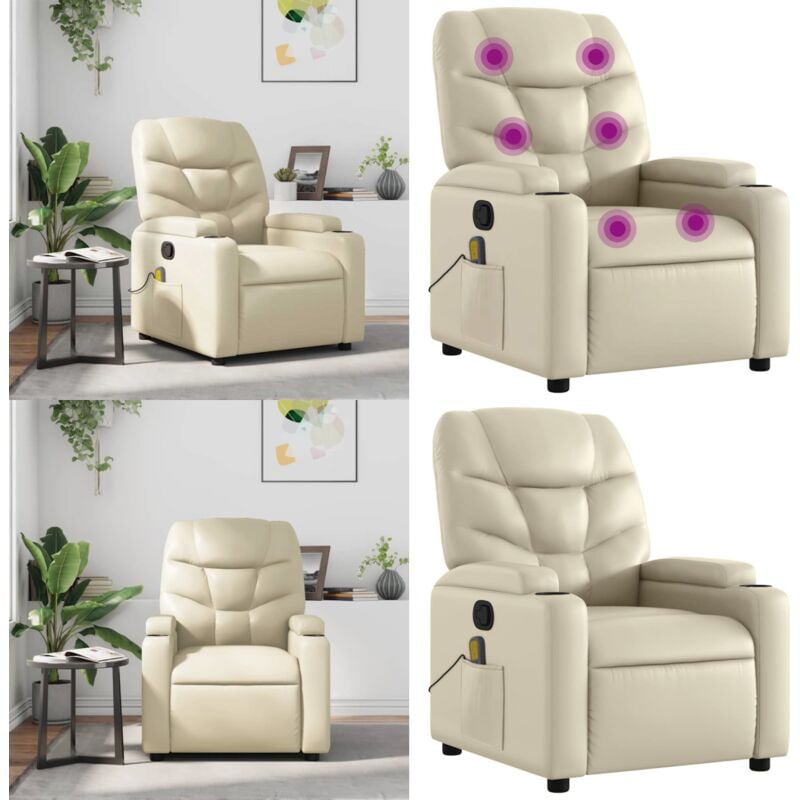 Massagesessel Creme Kunstleder - Massage Sessel - Relaxsessel - TV-Sessel - Bequeme Lounge Sessel - Elektrischer Sessel - Home & Living