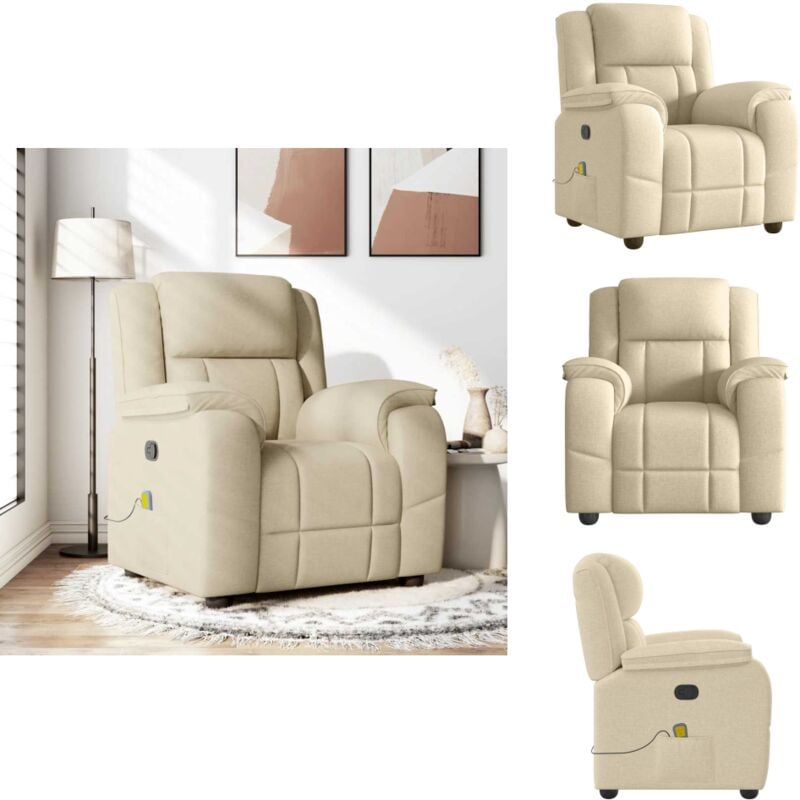 Massagesessel Creme Stoff - Massagesessel - Massage Sessel - Massage TV-Sessel - Massage Fernsehsessel