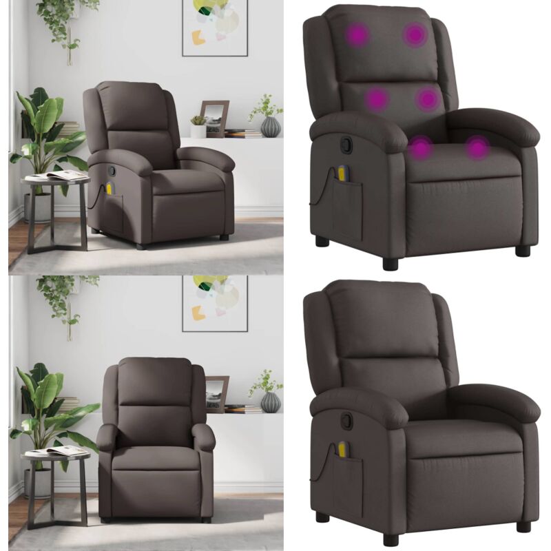 Massagesessel Dunkelbraun Echtleder - Massage Stuhl - Relaxstuhl - TV-Sessel - Leder Sessel - Ecksofa - Home & Living