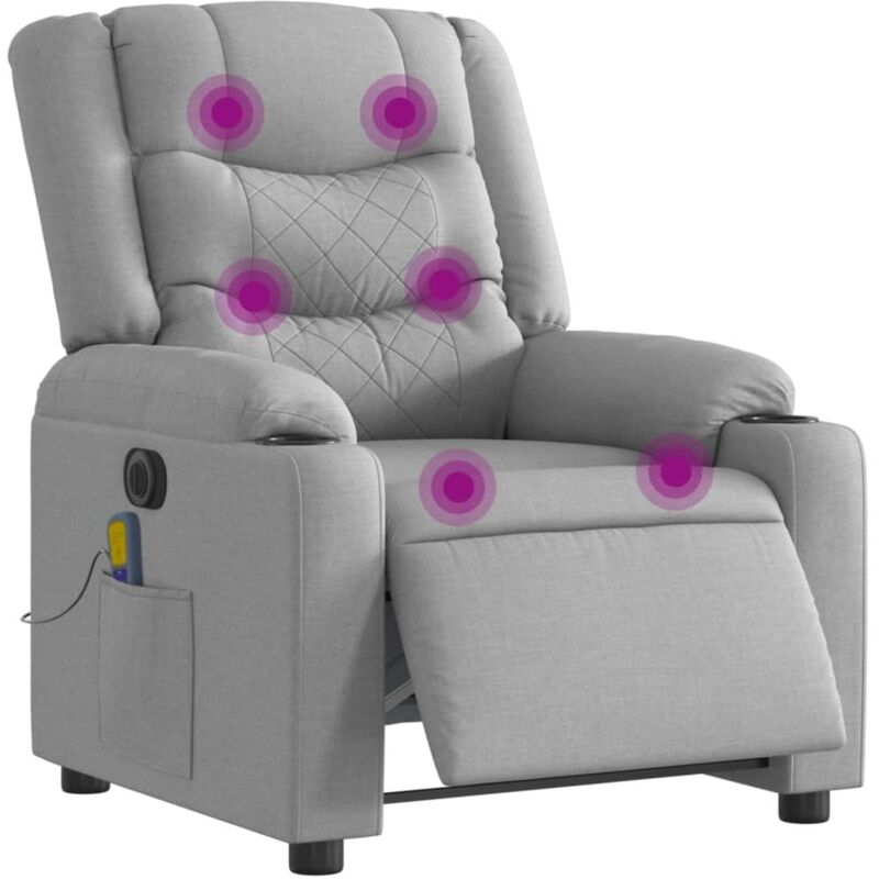 Massagesessel Elektrisch Hellgrau Stoff Vidaxl
