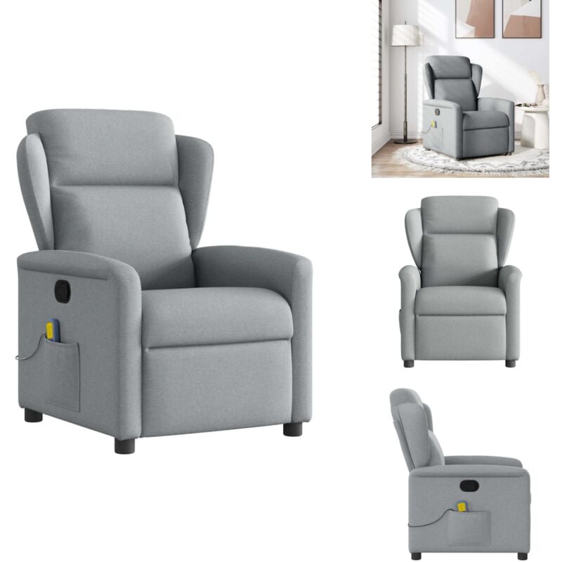 Massagesessel Hellgrau Stoff - Massagesessel - Massage Sessel - Massage TV-Sessel - Massage Fernsehsessel