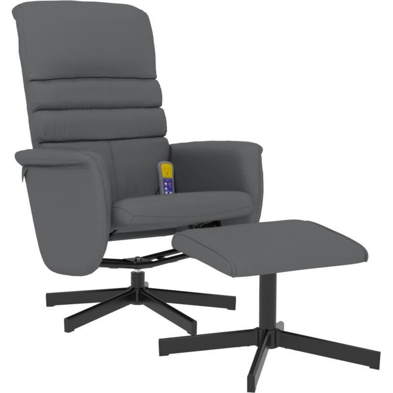 Massagesessel mit Fußhocker Grau Kunstleder Vidaxl