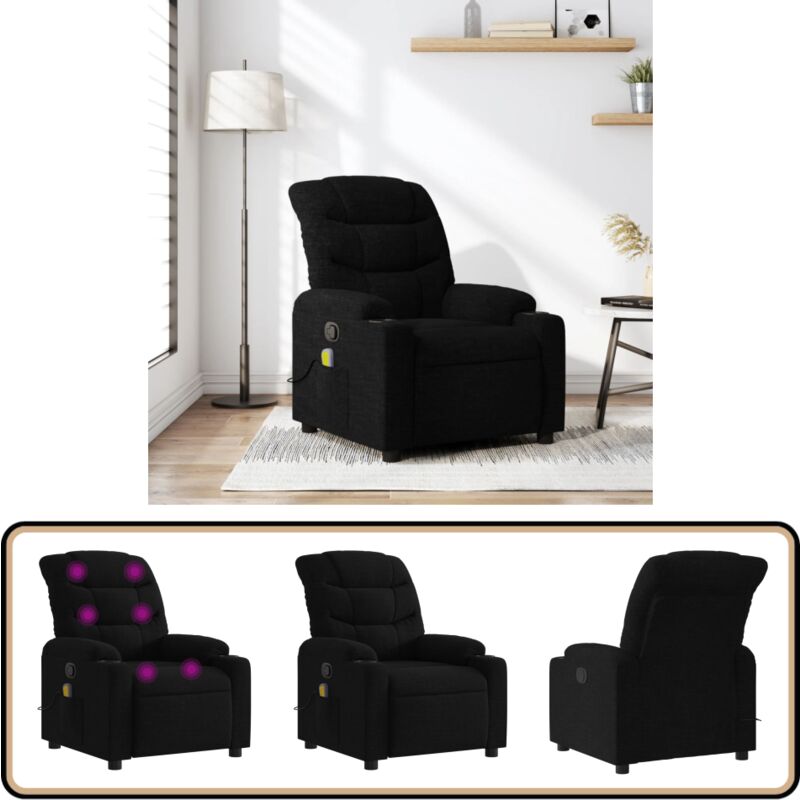 Massagesessel Schwarz Stoff - Massage Sessel - Relaxsessel - TV-Sessel - Bequeme Lounge Sessel - Masseurstuhl