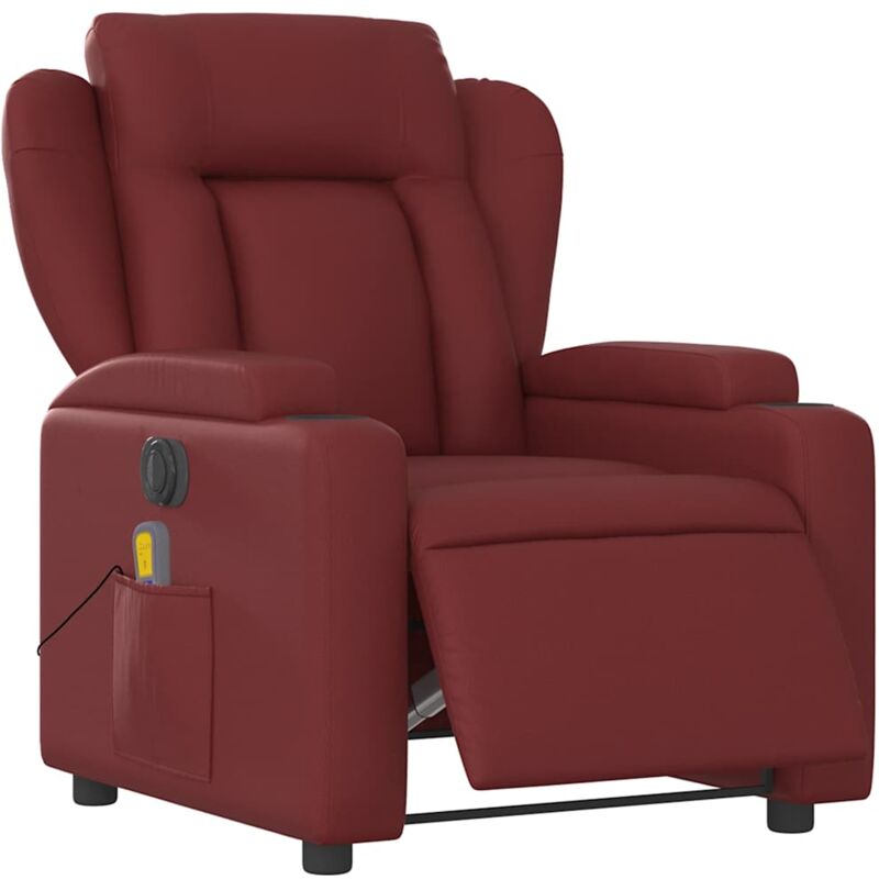 Massagesessel Elektrisch Weinrot Kunstleder - Vidaxl