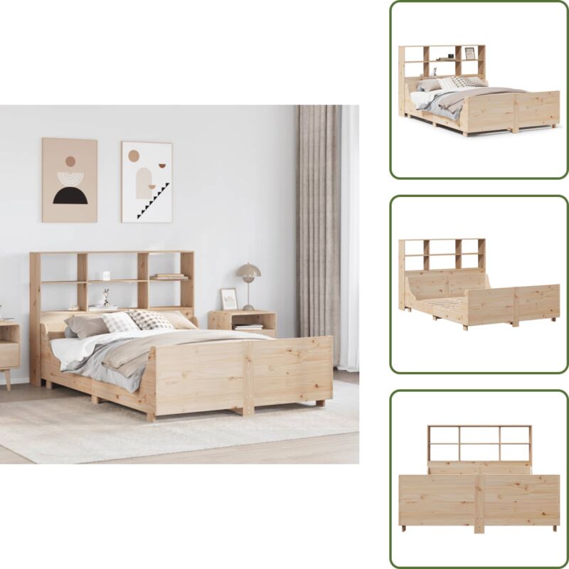 Massivholzbett mit Regal ohne Matratze 160x200 cm Massivholz - Bett Mit Regal - Bett Mit Bücherregal - Holzbett Mit Regal - Holzbett Mit Bücherregal