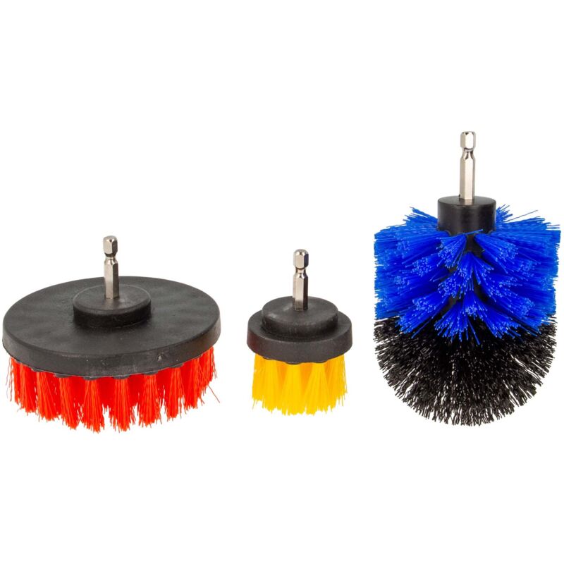 MASTERPROOF PROFESSIONAL Bürstenaufsatz, 3-teilig, mit Sechskantaufnahme - für Bohrmaschine Akkuschrauber, 312