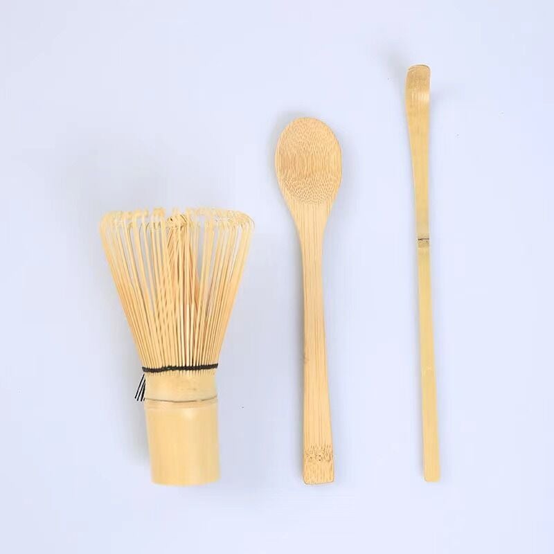 Matcha-Mixer-Set – Matcha-Mixer, traditioneller Löffel, Teelöffel. Handgefertigt aus natürlichem Bambus. Dreiteiliges Set (筅 Tee + Teekanne +