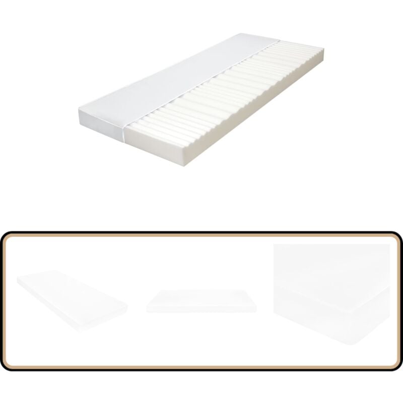 Matratze 80 x 200 cm 7 Zonen pu Schaum 10 cm H2 H3 - Gastmatratze - 7-Zonen-Matratze - PU-Schaum Matratze - Matratze Weiß - Matratze 80x200