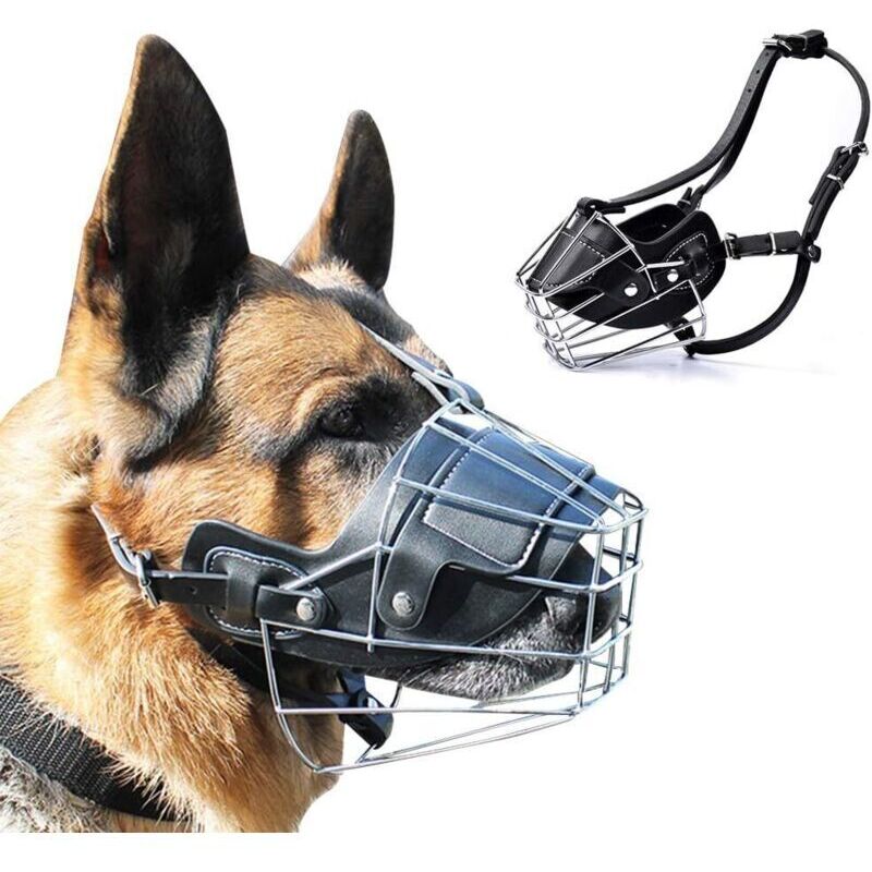Maulkorb aus Leder und Metall für große Hunde, erhöhte Sicherheit