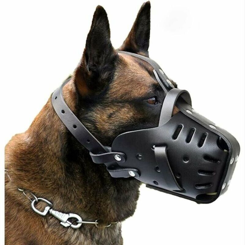 Maulkorb für Haustiere, aus Leder, für mittelgroße und große Hunde, Deutscher Schäferhund, Dobermann, Beißkontrollmasken für das Hundetraining,
