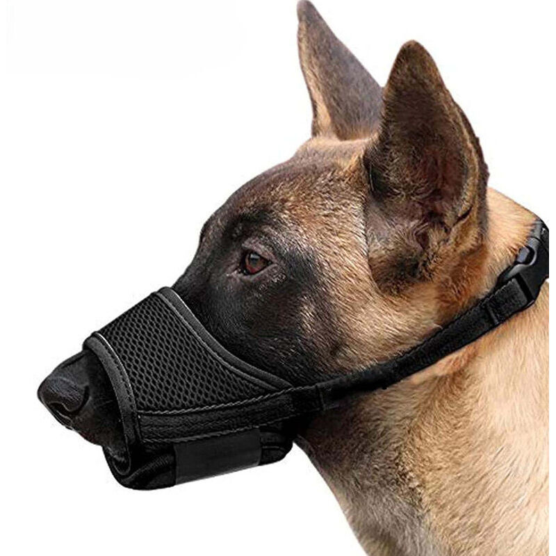 Gabrielle - Maulkorb für Hunde, weich, atmungsaktiv, Netzstoff, verstellbar, flexibel, Bissschutz, für große, mittelgroße und kleine Hunde, Schwarz,