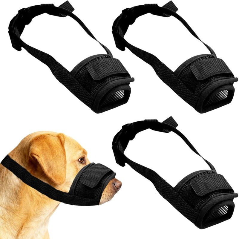 Maulkorb für kleine Hunde, 3-teiliges Set. Geeignet für kleine und mittelgroße Hunde. Verstellbarer Nylonmaulkorb verhindert Beißen, Kauen und