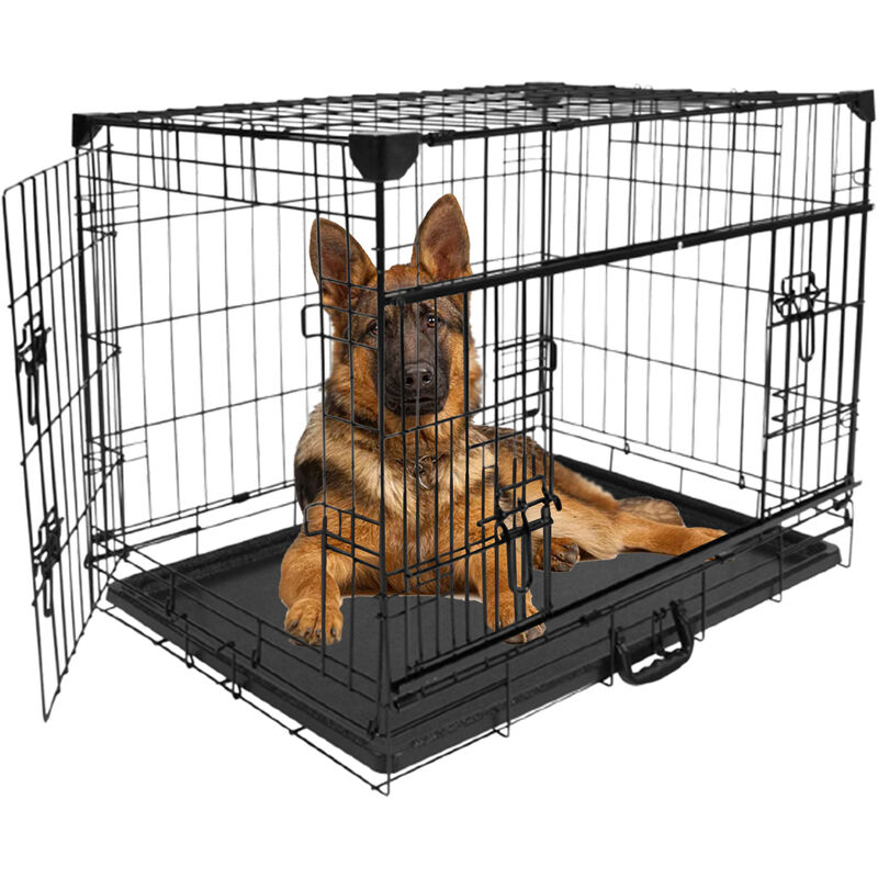 MaxxPet Hundebox mit Schiebetür - Hundekäfig - Faltbar - 107x70x78 cm - Schwarz