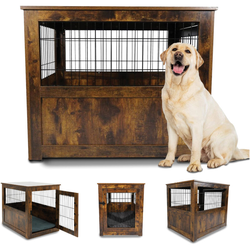 MaxxPet Hundebox aus Holz 89x61x72 cm - Hundebox - Hundebox für zu Hause - Hundehütte - Braun