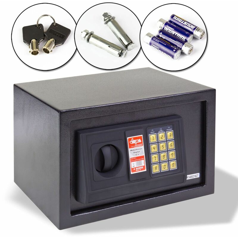 Dema - Möbeltresor Wandtresor Tresor Safe Wandsafe Geldschrank Digital 12L 31x20x20cm