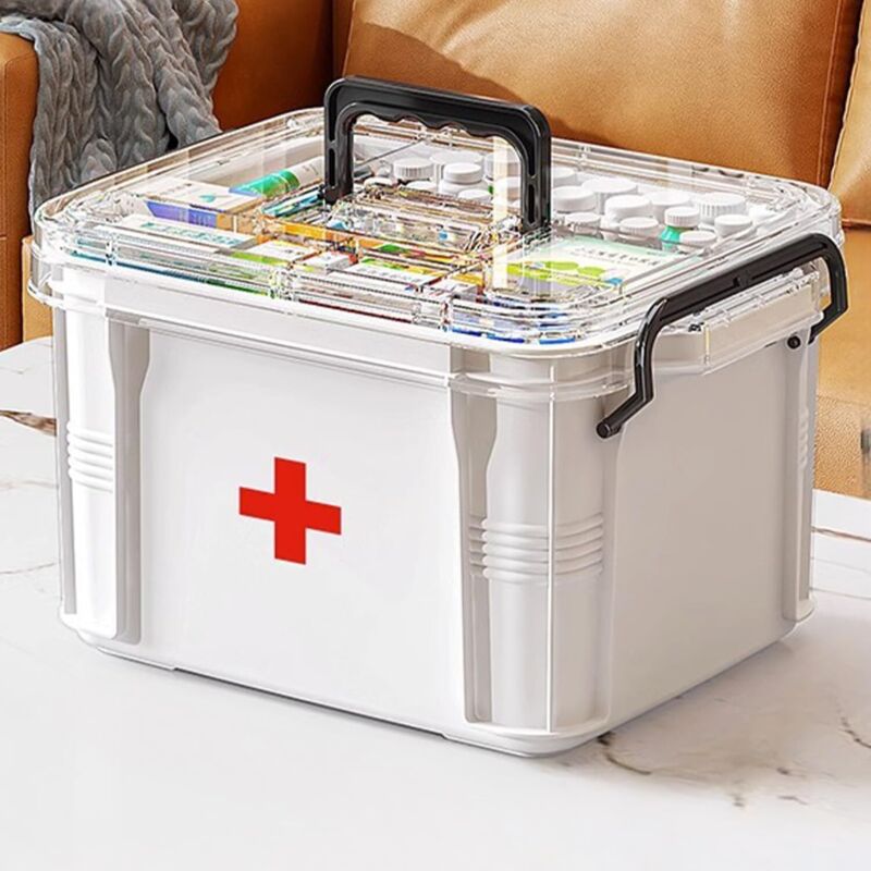 Medikamentenaufbewahrungsbox, Medikamentenaufbewahrungsorganizer für Zuhause, Erste-Hilfe-Set, Medikamentenbox mit mehreren Fächern, tragbarer