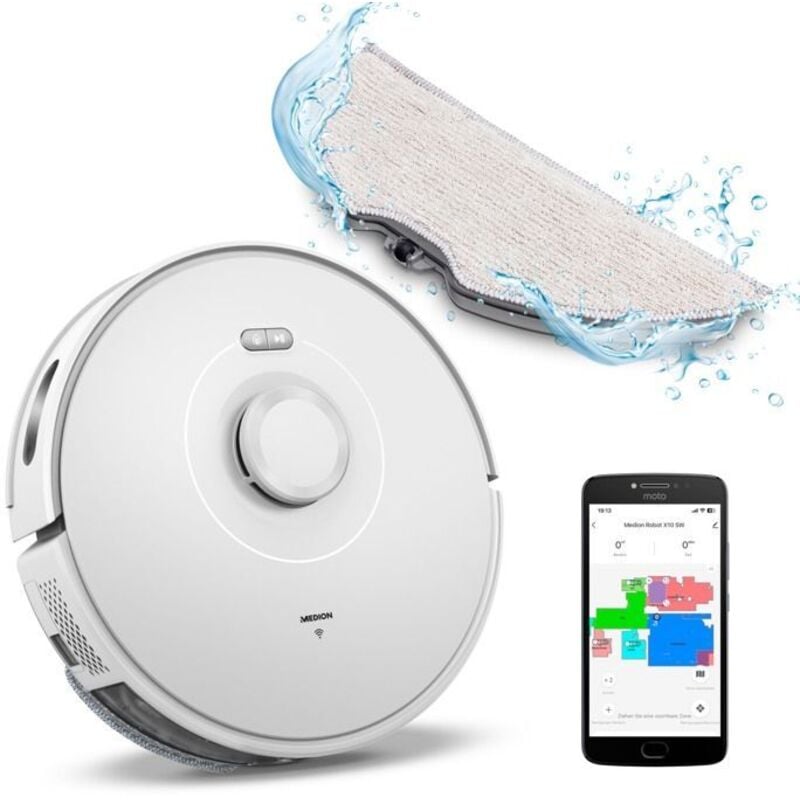 MEDION Medion MD 11782 X10 2in1 Saugroboter mit Lasernavigation, weiß (50073584)