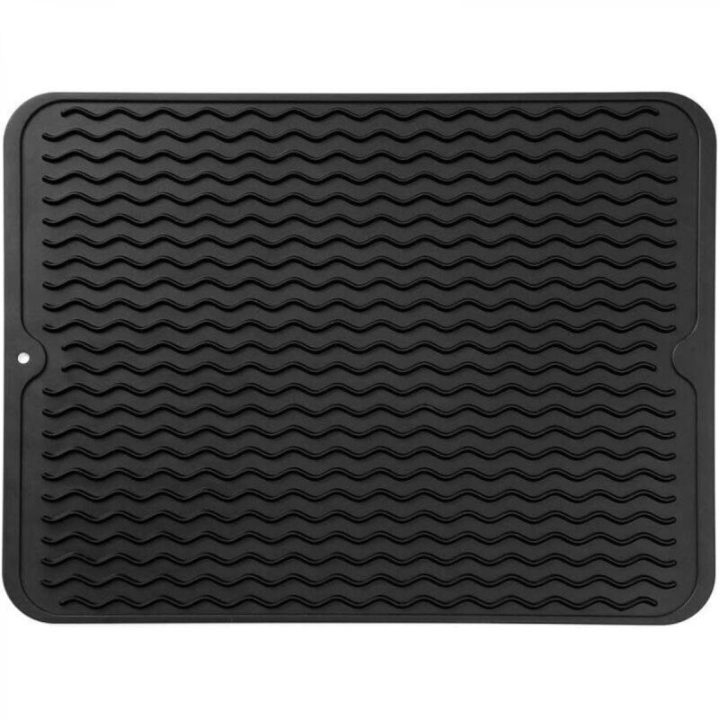Mehrzweck-Silikon-Trockenmatte für Arbeitsplatten, Spülbecken, Kühlschränke oder Schubladen, schwarz, 40,6 cm (L) x 30,5 cm (B)