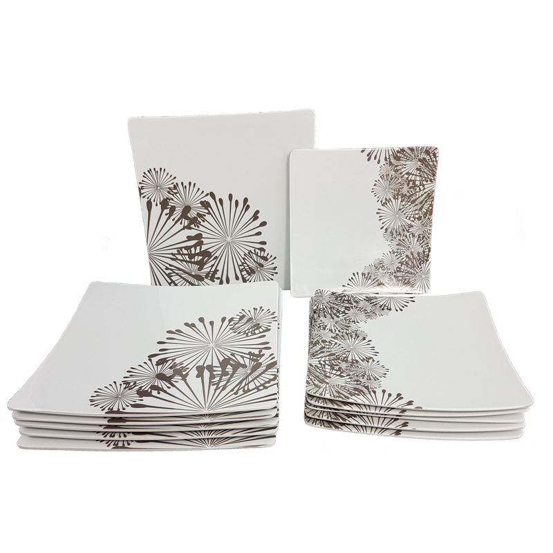 Melamin Teller 12er Set - Camping Teller in weiß - Camping Geschirr Kinderteller