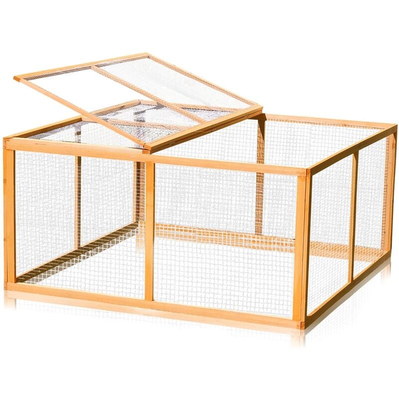 Hasenstall xxl Freilaufgehege, ca. 120 x 120 x 59 cm, aus Holz - Melko