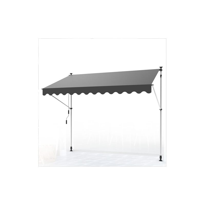 Klemmmarkise Balkon Markise Sonnenschutz Terasse Fenstermarkise Balkonmarkise Sonnensegel Windschutz Balkon Rollo - 350 x 120 cm - Grau mit led