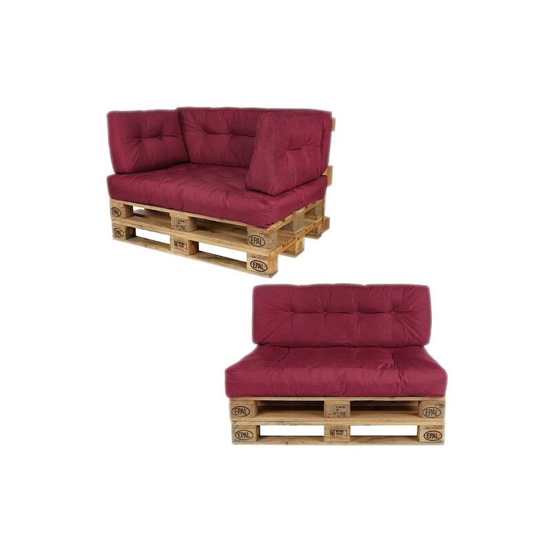 Melko Palettenkissen Palettenauflage Leinen Sitzkissen Palettenpolster Polster Palettensofa Paletten Kissen Outdoor Sitzauflage - 120x80x18CM weinrot