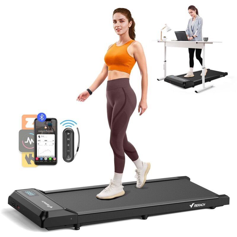 Merach - 3-in-1 Laufband für Zuhause mit LED-Anzeige, App, Trainingskursen, Leise, 2–6 km/h, bis 120 kg