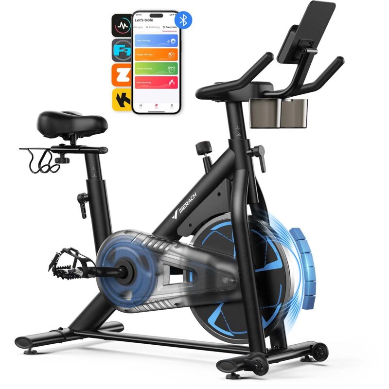 Merach - Heimtrainer Fahhrad für Zuhause, leises Fitnessbike mit LCD-Display, Magnetischer Widerstand, 8 Widerstandsstufen, bis 150 kg belastbar