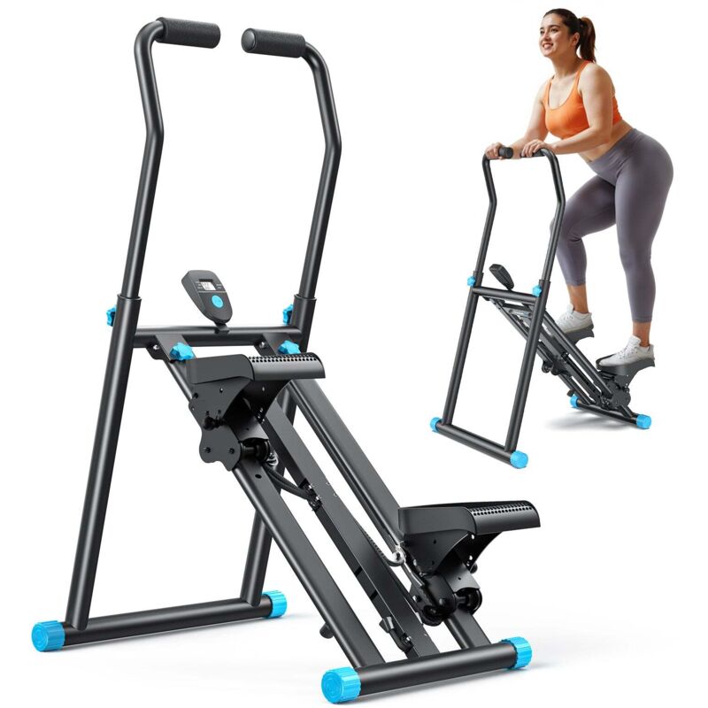 MERACH Klappbarer Stepper & Vertical Climber Heimtrainer – 3 Stufen & höhenverstellbar, LCD-Display & rutschfeste Pedale