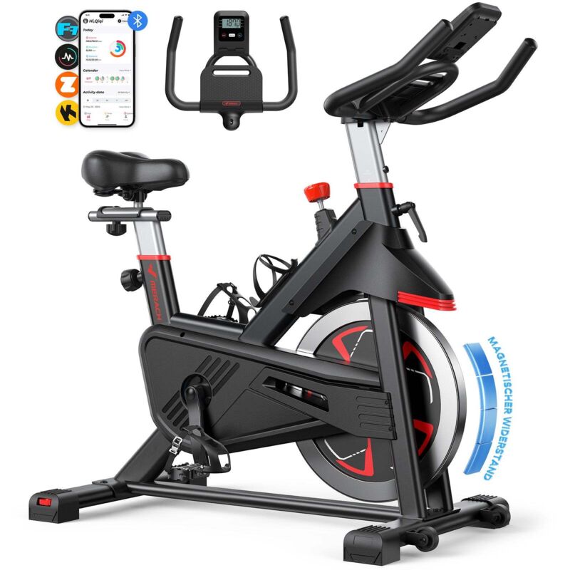 Merach - Leises Magnetischer Heimtrainer, Fitnessbike für Zuhause mit lcd, Tablet-Halter, 0–100 % Widerstand, bis 180 kg