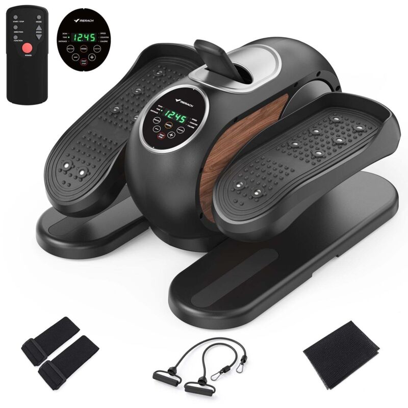 Merach - Mini Ellipsentrainer & Stepper – kompakter Crosstrainer mit 12 Widerstandsstufen, LCD-Display, platzsparend