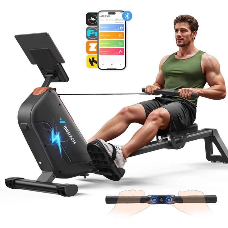 MERACH Rudergerät für Zuhause, leises Fitnessgerät mit 16 Widerstandsstufen, magnetischer Widerstand, einfache Montage, platzsparend, bis 158 kg