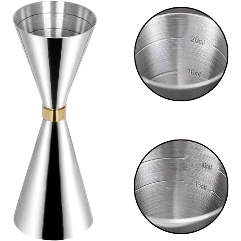 Messbecher, Cocktail-Messbecher im japanischen Stil, 1 oz / 2 oz, hochwertiger Messbecher, Doppel-Schnaps-Messbecher aus Edelstahl, für