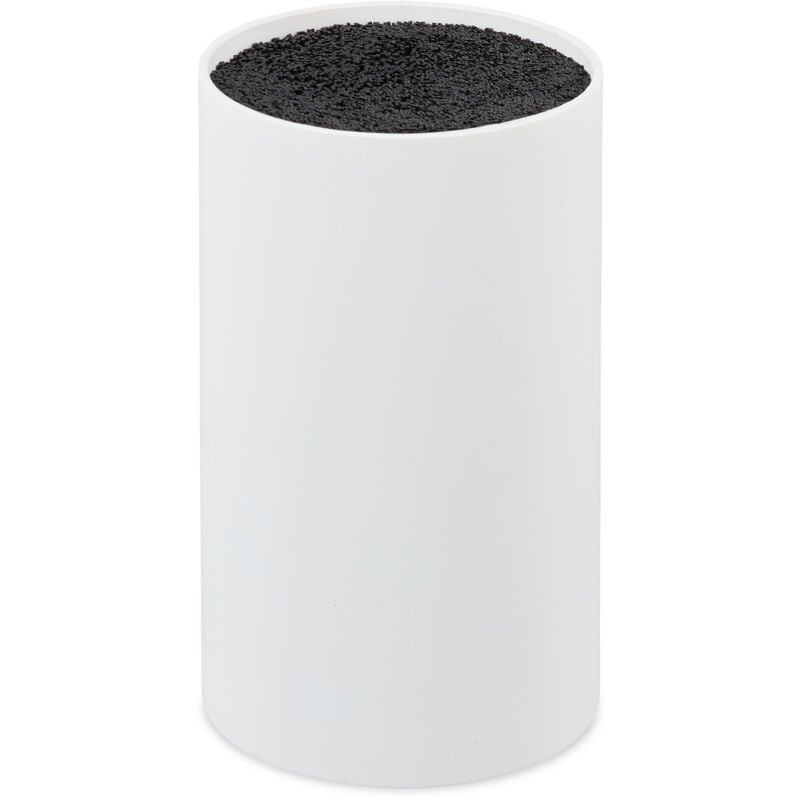 Messerblock unbestückt mit Borsten, ohne Messer, für 8 Messer aller Art, Messerhalter hd 18x11cm, weiß-schwarz - Relaxdays