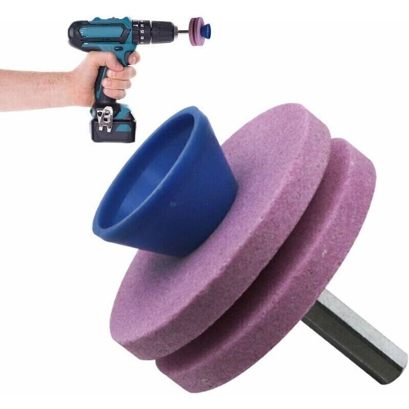 Messerschärfer für Rasenmäher, Schleifscheibe für Gartengeräte, Ersatz-Schärfer für Trimmerwerkzeuge (Pink)