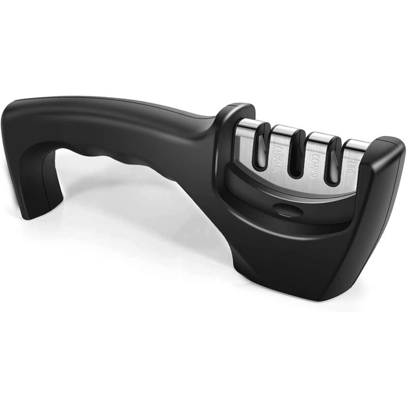 Crea - Messerschärfer, Klingenschärfer, 3-stufiger manueller Schärfer zum Polieren, Schärfen und Reparieren von Küchenmessern, Küchenmesser,