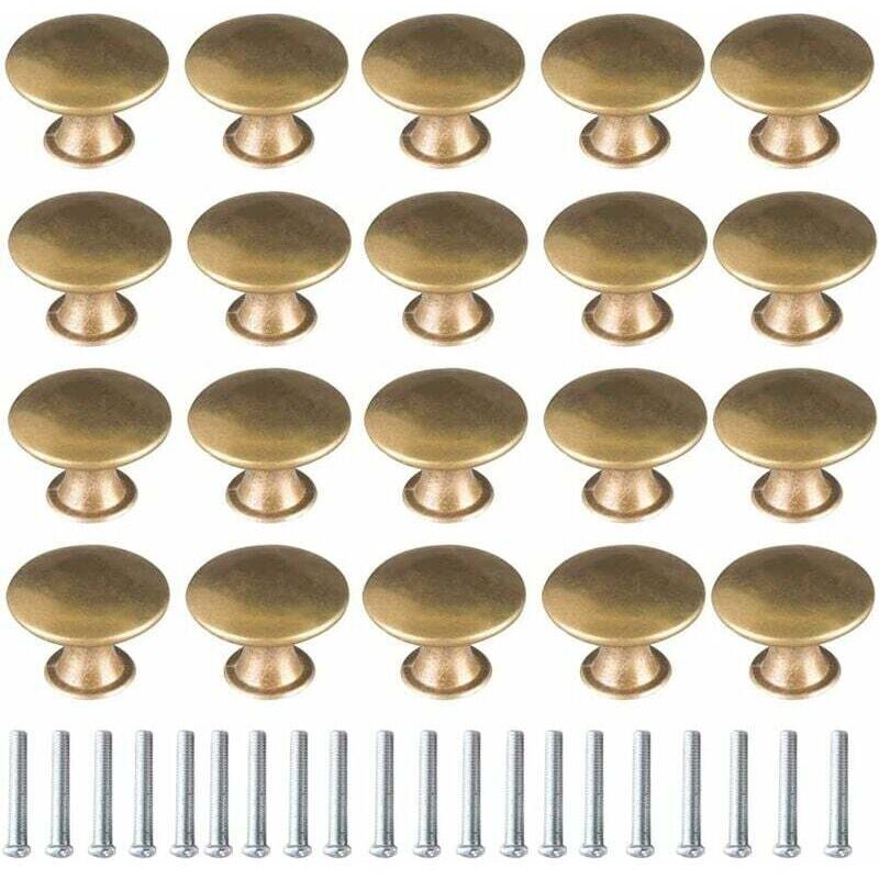 Messing Türknauf 20 Stück Vintage Messinggriffe Möbelknöpfe Schubladentürknöpfe Möbelgriff Vintage Möbelknopf für Schubladenschrank Schrank