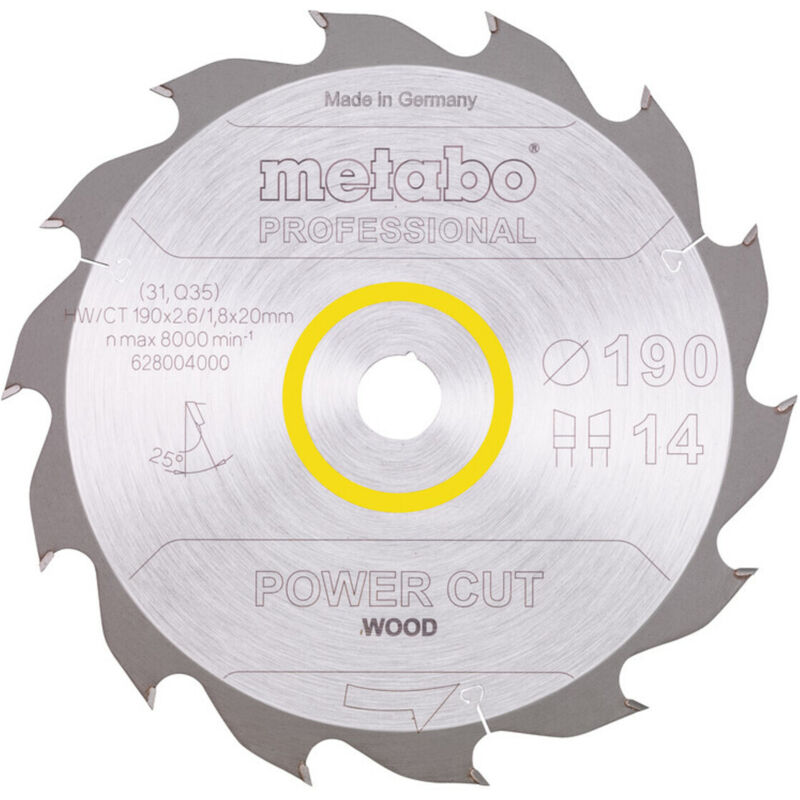 Metabo - Sägeblatt 'power cut wood - professional', 190x2,6/1,8x20, Z14 wz 25°
