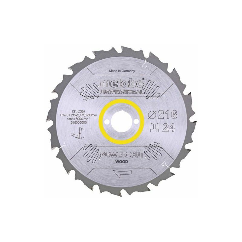 Sägeblatt power cut wood - professional, 216x2,4/1,8x30, Z24 wz 5° neg. (628009000) - Metabo