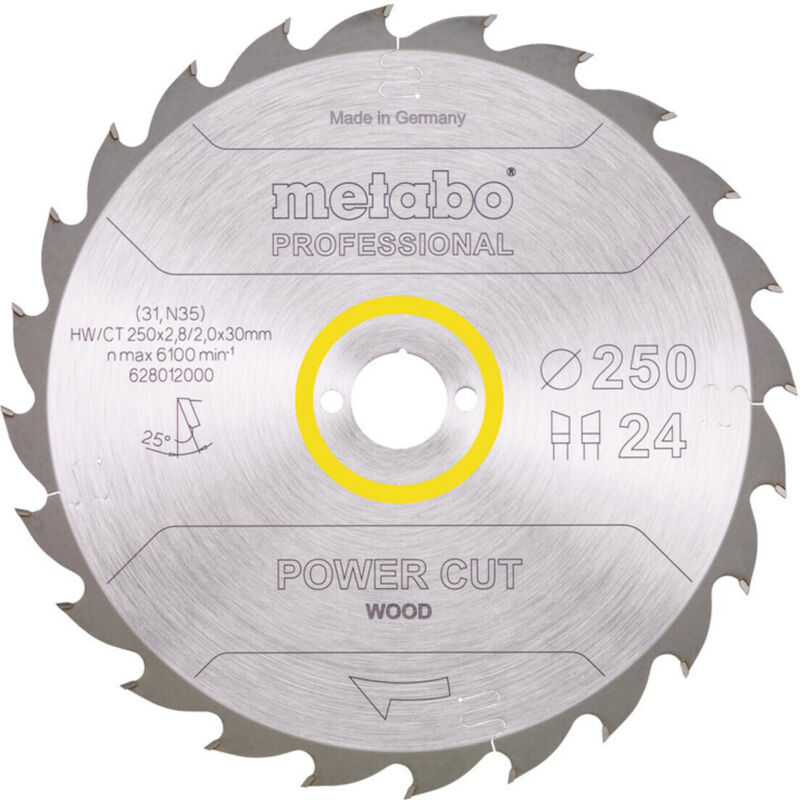 Sägeblatt 'power cut wood - professional', 250x2,8/2,0x30, Z24 wz 25° - Metabo