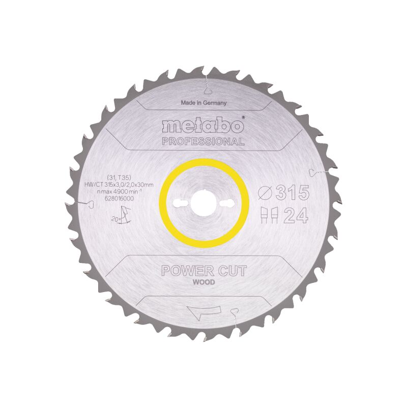 Sägeblatt Metabo power cut wood professional 315x30, Z24 wz 20Grad