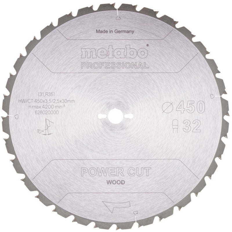 Sägeblatt power cut wood - professional, 450x30 Z32 tz 10° - Metabo