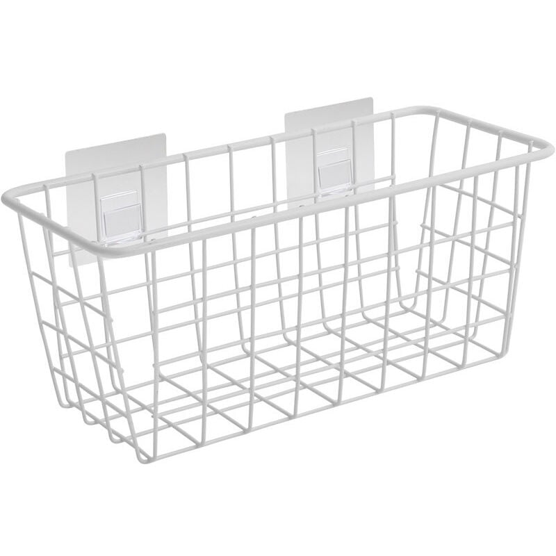 Metall-Klebe-Aufbewahrungskorb, Dusche, Badezimmer, ohne Bohren, für Schlafzimmer, Küche, Badezimmer, Aufbewahrungskorb, Weiß